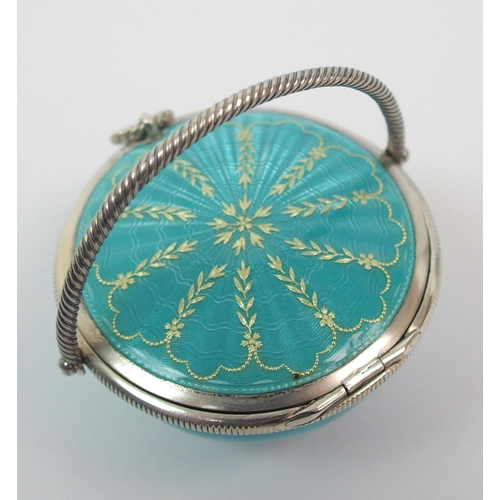 201 - A silver and enamel pill box