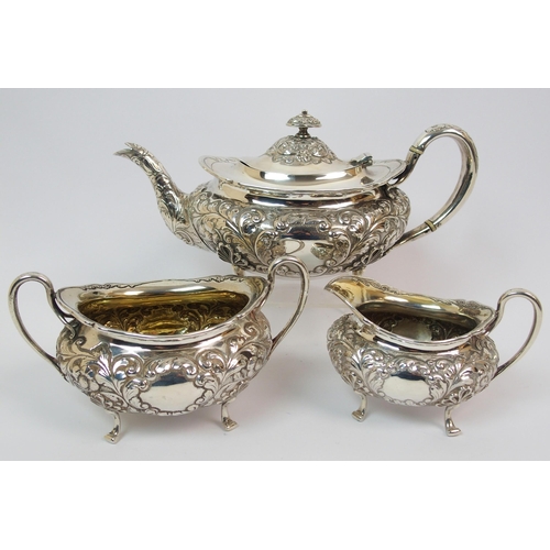 203 - An Edwardian three piece silver tea service