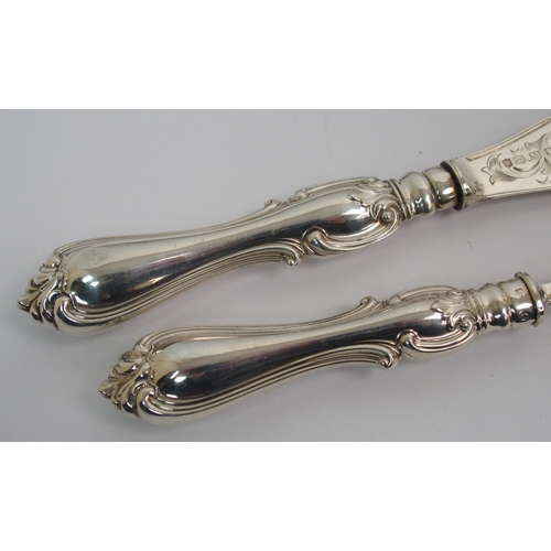 207 - A Victorian cased silver fish serving set