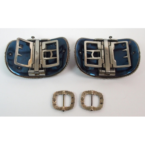 208 - A Georgian cased set of two pairs of buckles