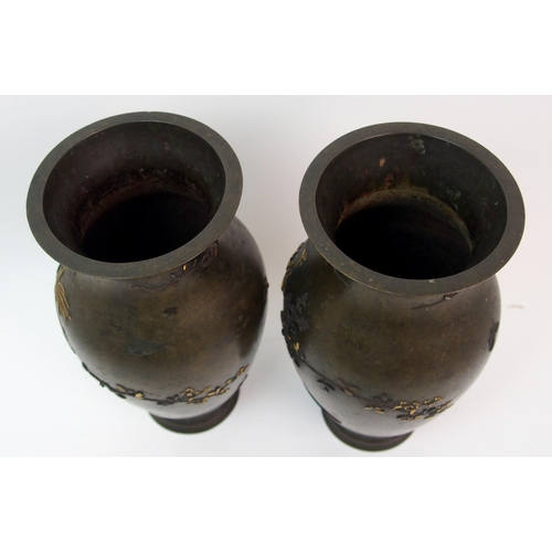 31 - A pair of Japanese bronze baluster vases