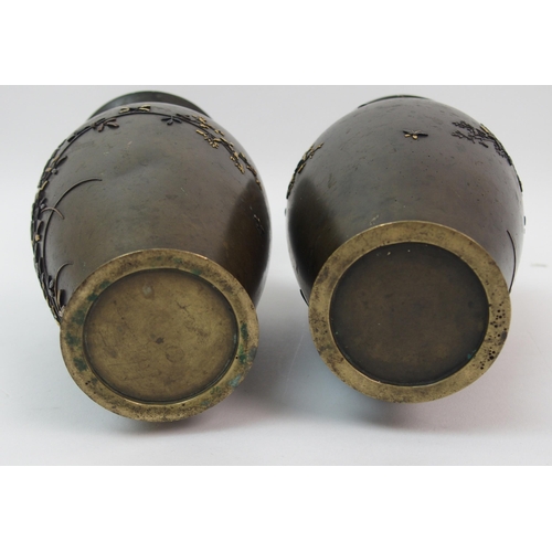 31 - A pair of Japanese bronze baluster vases