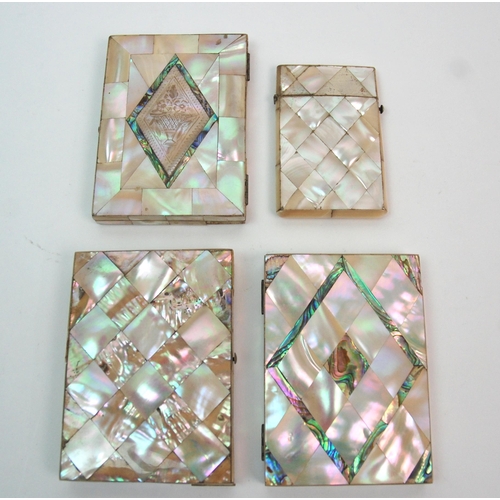 313 - Four mother of pearl inlaid card cases