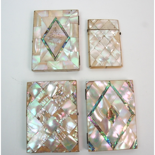 313 - Four mother of pearl inlaid card cases