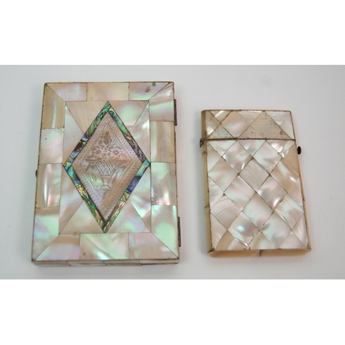 313 - Four mother of pearl inlaid card cases