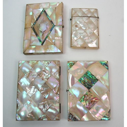 313 - Four mother of pearl inlaid card cases