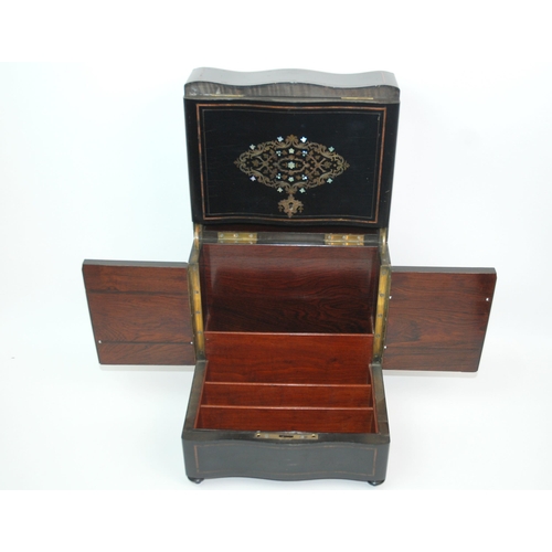 320 - A Victorian papier-mache and mother of pearl inlaid stationery box