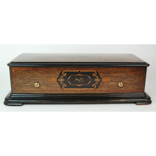 328 - A 19th Century rosewood and inlaid marquetry musical box by Nicole Freres