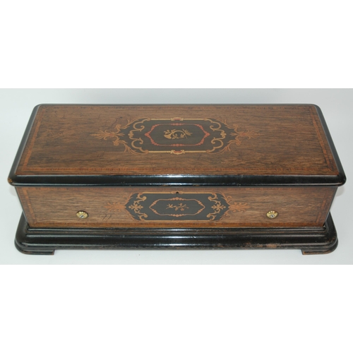 328 - A 19th Century rosewood and inlaid marquetry musical box by Nicole Freres