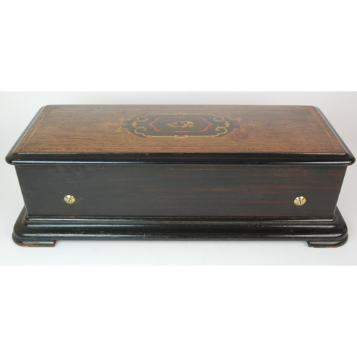 328 - A 19th Century rosewood and inlaid marquetry musical box by Nicole Freres