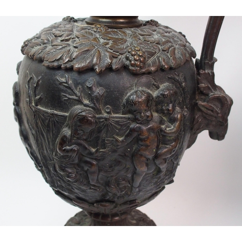 477 - A large pair of bronze ornamental jugs