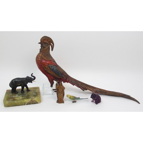 483 - A Bergman cold painted bronze of an oriental pheasant