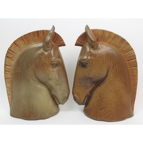 487 - A pair of Lladro horse head bookends