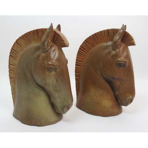 487 - A pair of Lladro horse head bookends