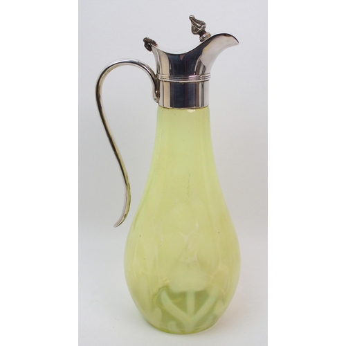 490 - A Victorian yellow vaseline glass claret jug