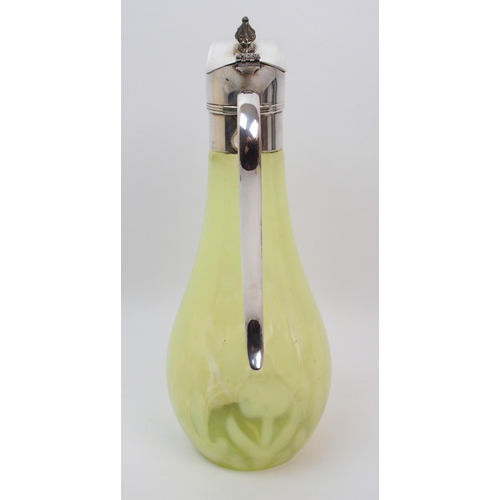 490 - A Victorian yellow vaseline glass claret jug