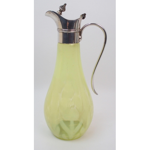 490 - A Victorian yellow vaseline glass claret jug