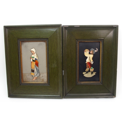 495 - A pair of Italian pietra dura panels