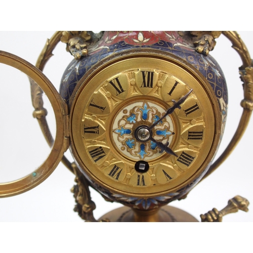 496 - A 19th century French ormolu and champleve enamel mantel clock