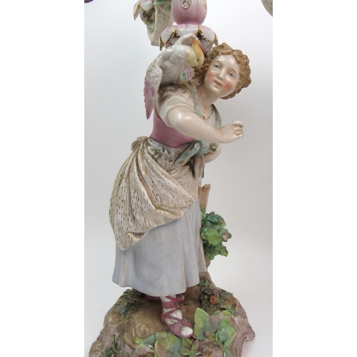 499 - A pair of 19th century continental porcelain figural candelabra