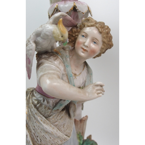 499 - A pair of 19th century continental porcelain figural candelabra