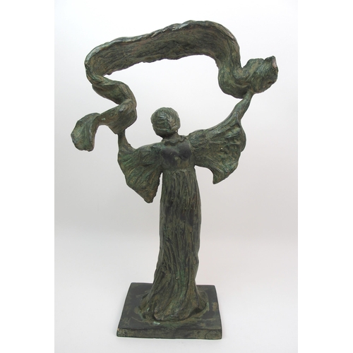 509 - A green patinated bronze of a dancing woman