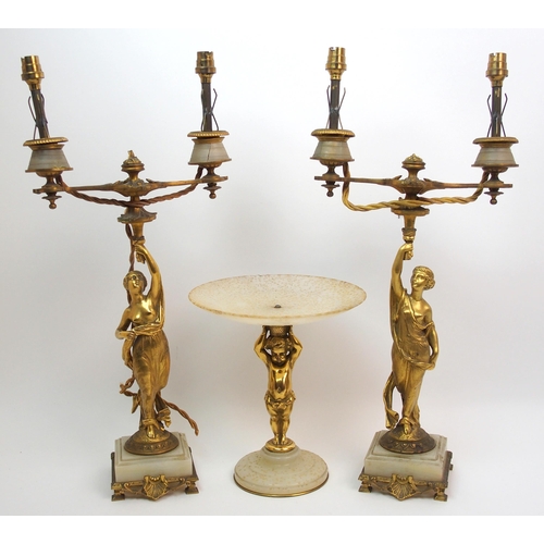 512 - A pair of French gilt bronze figural candelabras