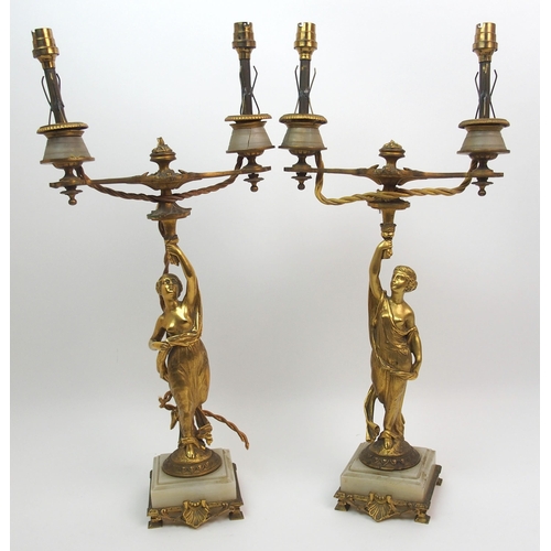 512 - A pair of French gilt bronze figural candelabras