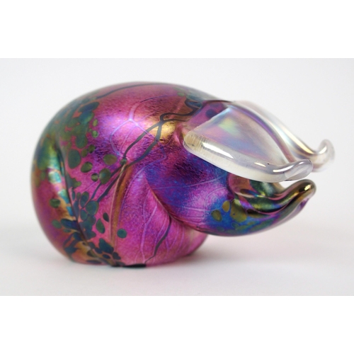 517 - A Glasform iridescent glass pig paperweight