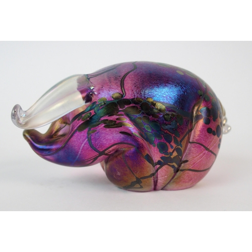 517 - A Glasform iridescent glass pig paperweight