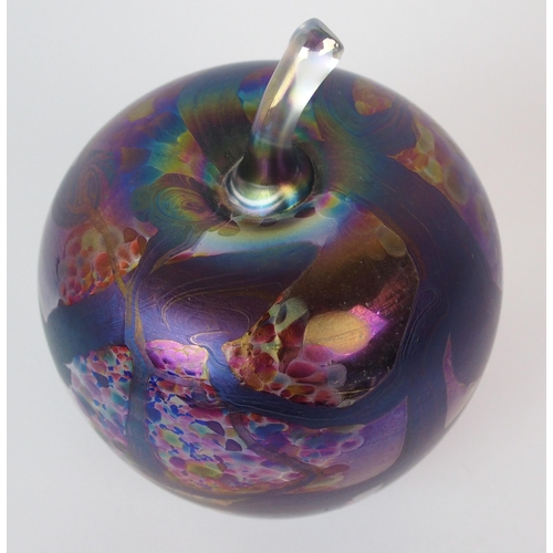 522 - A Glasform iridescent petrol glass vase