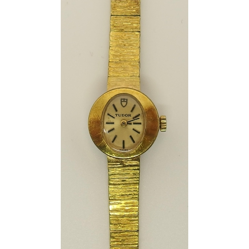 602 - A ladies gold plated Tudor watch