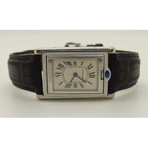 605 - A stainless steel Cartier Basculante watch