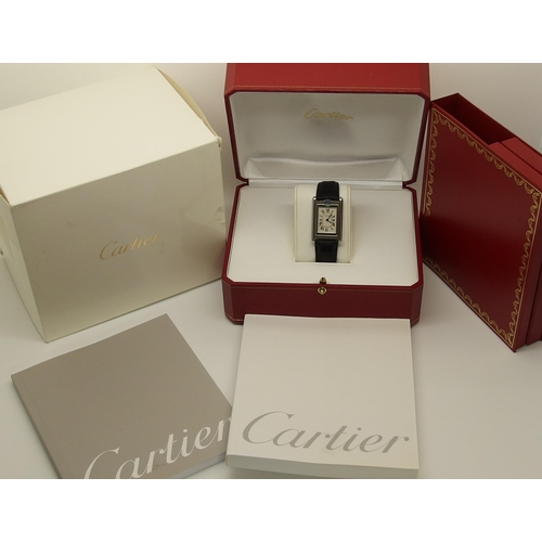 605 - A stainless steel Cartier Basculante watch