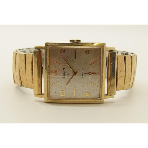 612 - A 10k gold filled and stainless steel gents vintage Elgin wristwatch