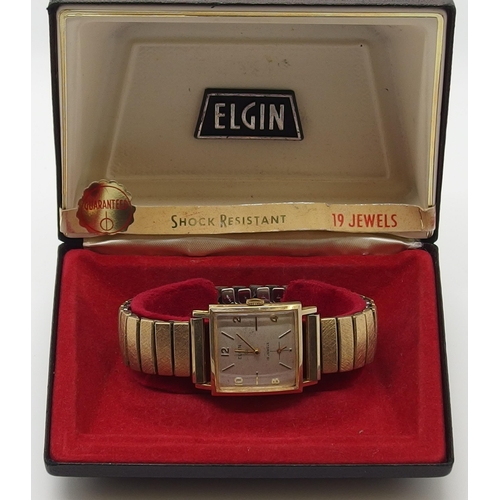 612 - A 10k gold filled and stainless steel gents vintage Elgin wristwatch