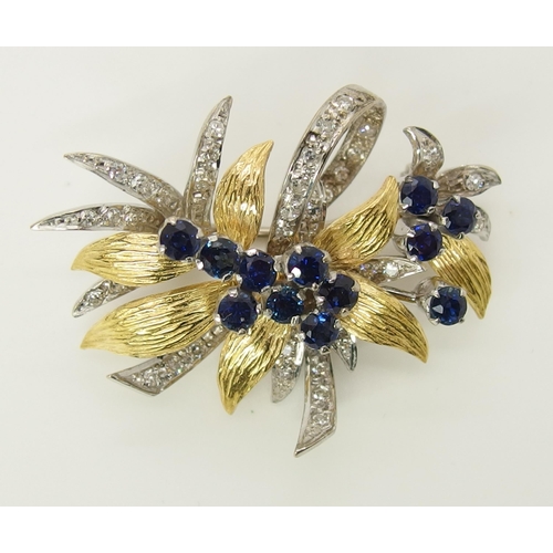 626 - An 18ct gold sapphire and diamond brooch