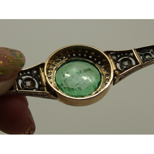 630 - An Emerald and diamond Russian bracelet