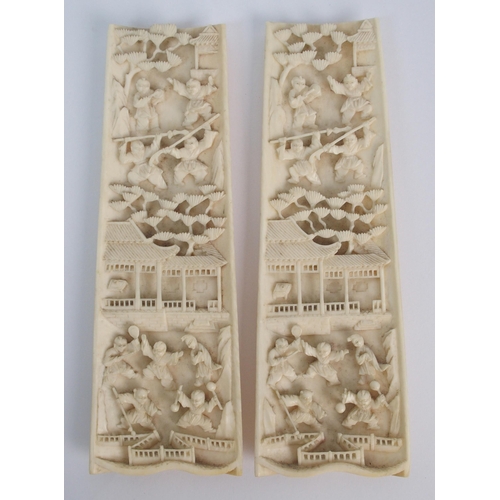 64 - A pair of Chinese ivory wrist wrests