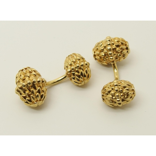 641 - A pair of 18ct gold 'Acorn' pattern Tiffany cufflinks