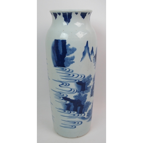 65 - A Chinese blue and white sleeve vase