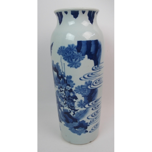 65 - A Chinese blue and white sleeve vase