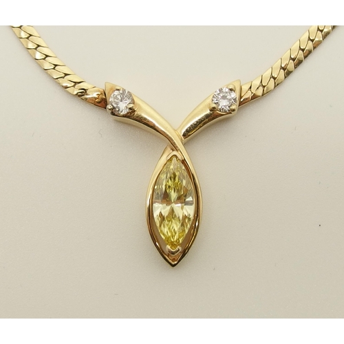 661 - A 14ct gold yellow diamond set necklet