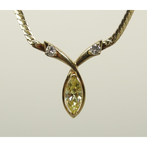 661 - A 14ct gold yellow diamond set necklet