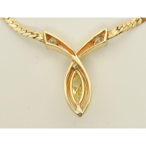 661 - A 14ct gold yellow diamond set necklet