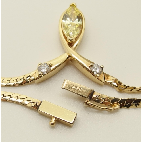 661 - A 14ct gold yellow diamond set necklet