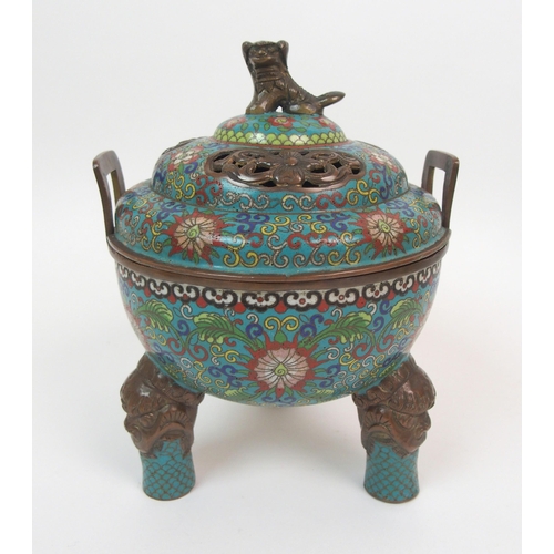 85 - A Chinese cloisonne censer