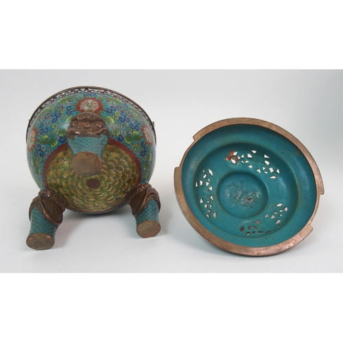 85 - A Chinese cloisonne censer