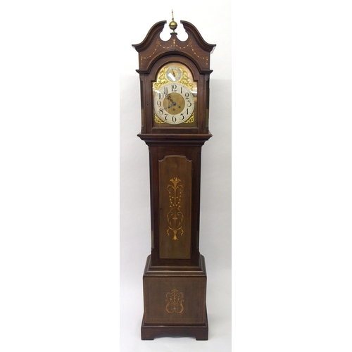 851 - An Edwardian mahogany and inlaid longcase clock