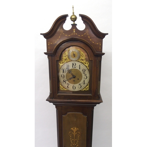 851 - An Edwardian mahogany and inlaid longcase clock